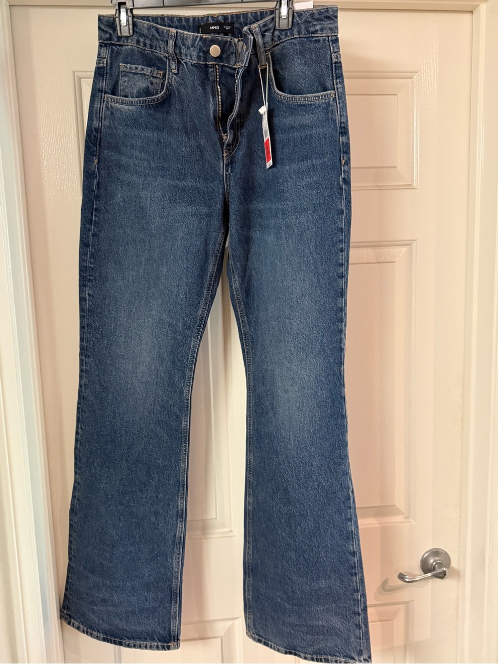 Mango Women's Flare Jeans in Dark Blue Denim